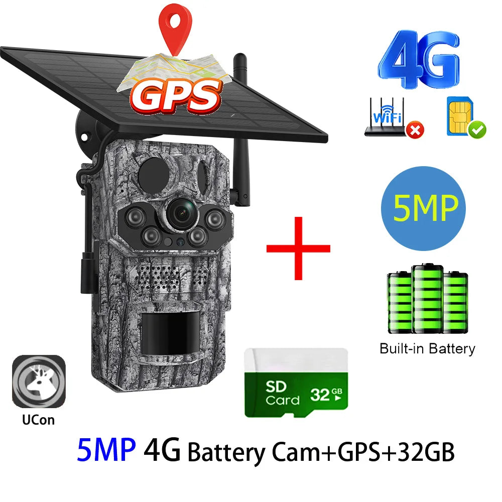 INQMEGA 5MP 4G 2K Trail Camera – PIR Motion Activated Night Vision Solar Hunting Cam