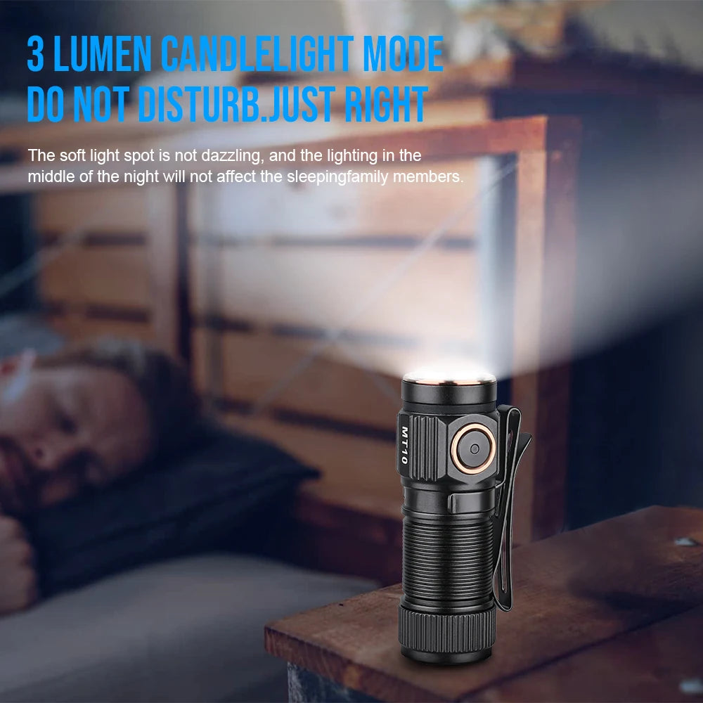TRUSTFIRE MT10 Mini EDC Flashlight – 1000 Lumens, USB-C Rechargeable, Magnetic Tail, IP68