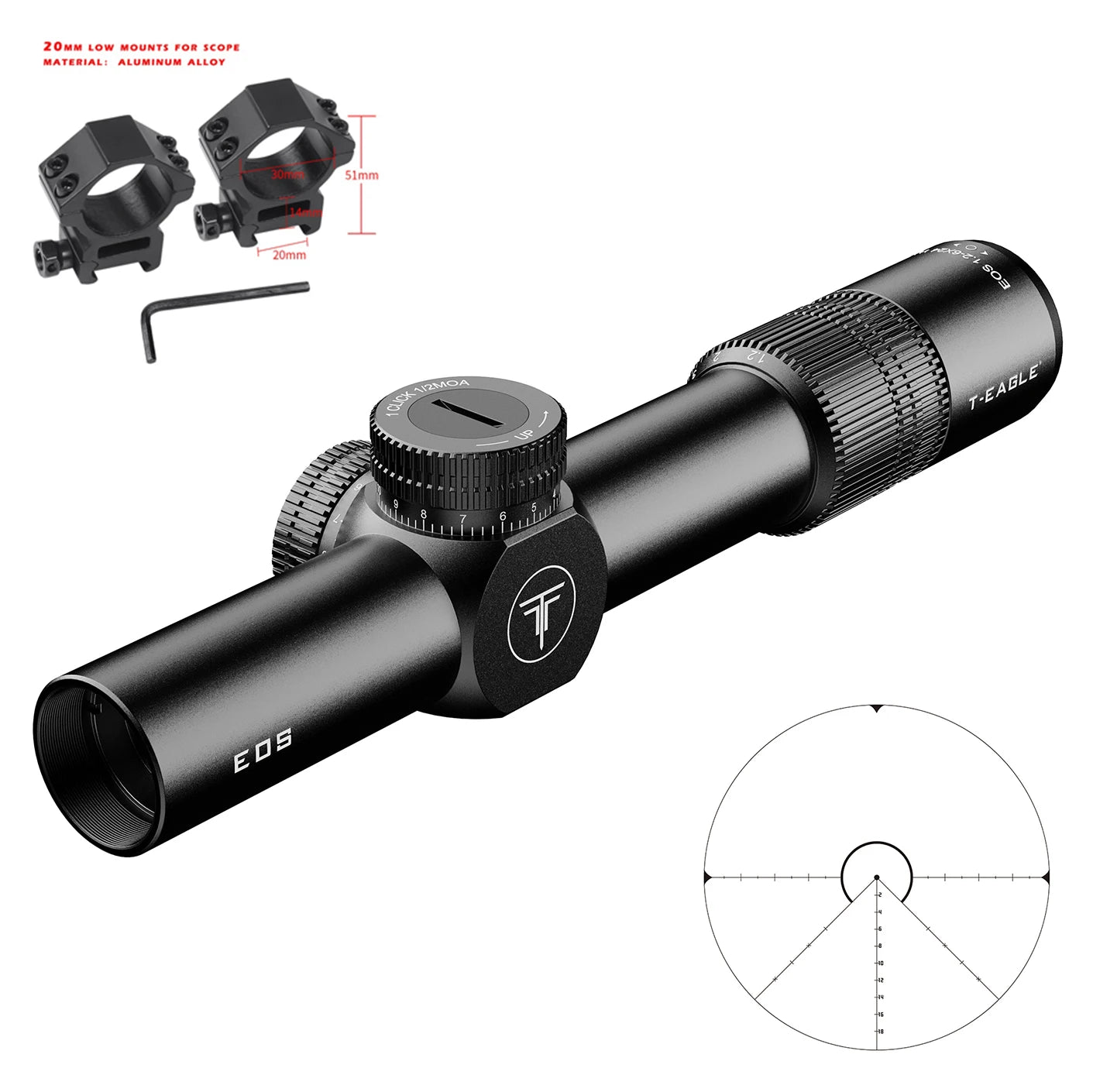 T-EAGLE EOS 1.2-6×24 WA Tactical LPVO Rifle Scope - Wide Angle Variable Optic for Close-Range Precision