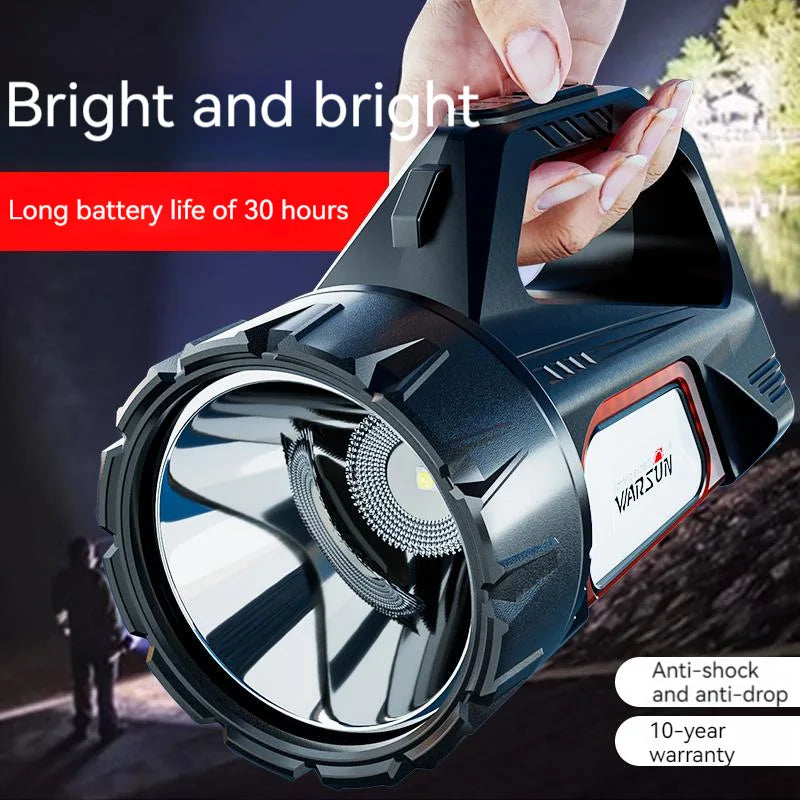 WARSUN DA03 USB & Solar Rechargeable LED Searchlight with COB Work Light and Red Flash Modes