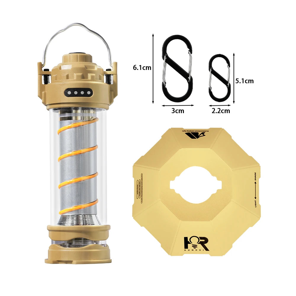 RUNHUI Outdoor LED Camping Light with Tripod – USB Rechargeable Lantern with 5 Modes