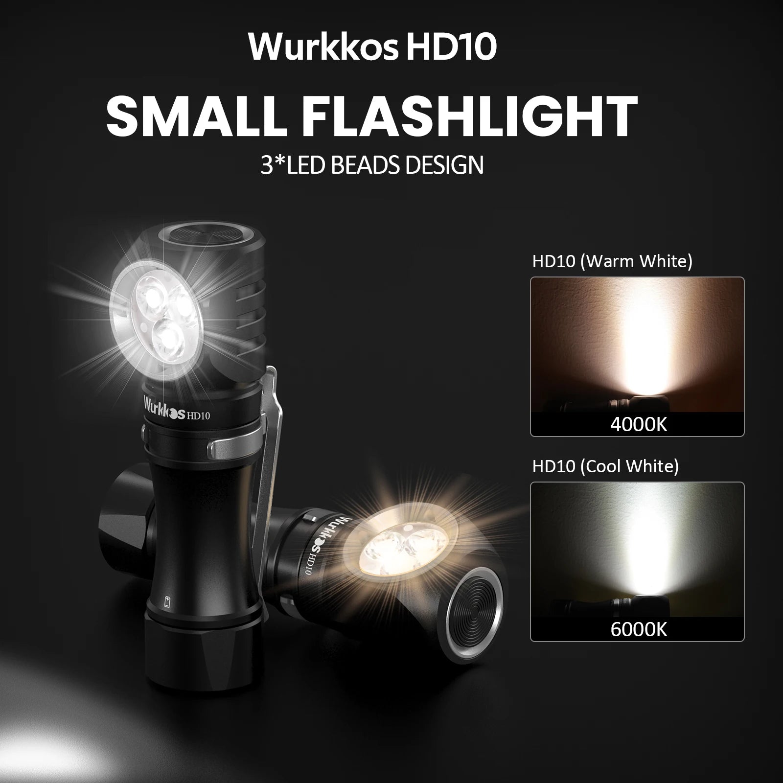 WURKKOS HD10 1200 Lumen USB-C Rechargeable Headlamp with RGB and Anduril 2.0