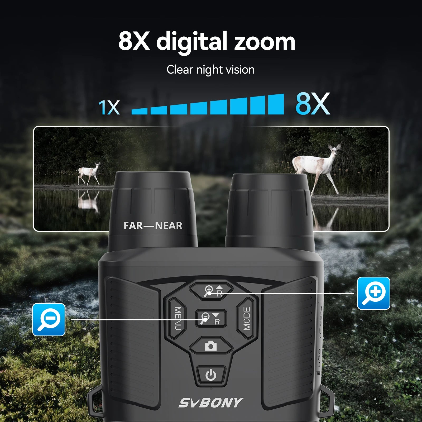 SVBONY SA206 4K Night Vision Goggles – 8X Zoom for Hunting & Wildlife Watching