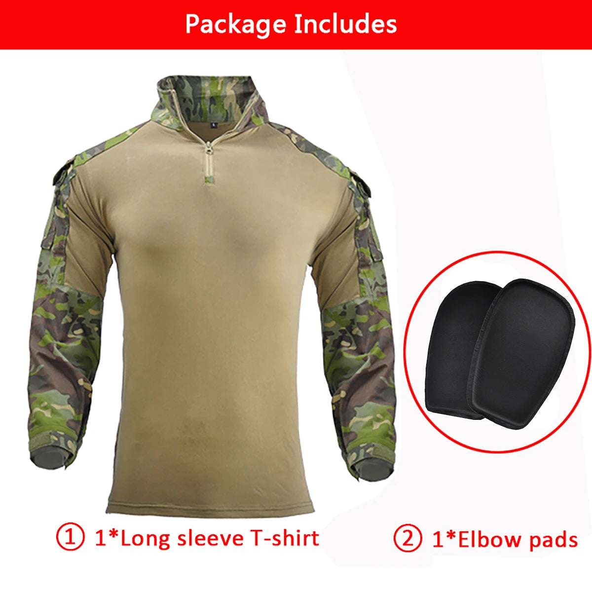 HAN WILD Combat Uniform +Pads Safari Tactical Pants Sport Climbing Uniform Camo Shirt Combat Shirts Hunting Clothes Men Camping