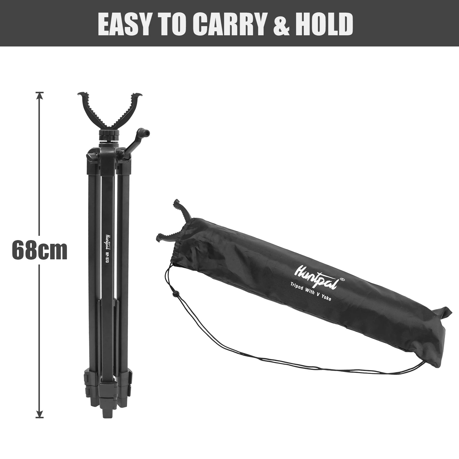 HUNTPAL Adjustable Shooting Tripod – Lightweight Aluminium V Yoke Rest for Hunting Rifles