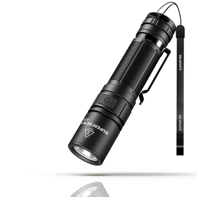 SUPERFIRE A36 LED Flashlight – 12W Rechargeable Torch with Magnetic Tail & Type-C Charging