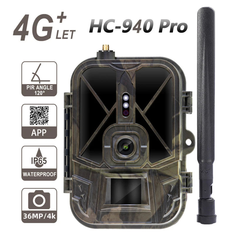 4G 4K 36MP Wildlife Trail Camera with Live APP Control & No-Glow IR LEDs