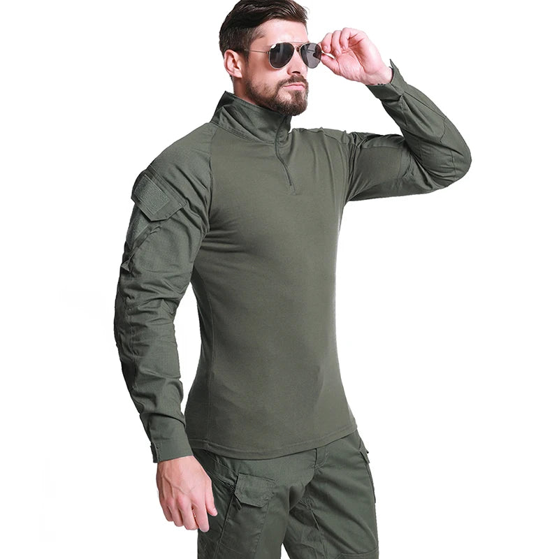 REFIRE GEAR Men's 1/4 Zipper Long Sleeve Tactical Combat Shirt