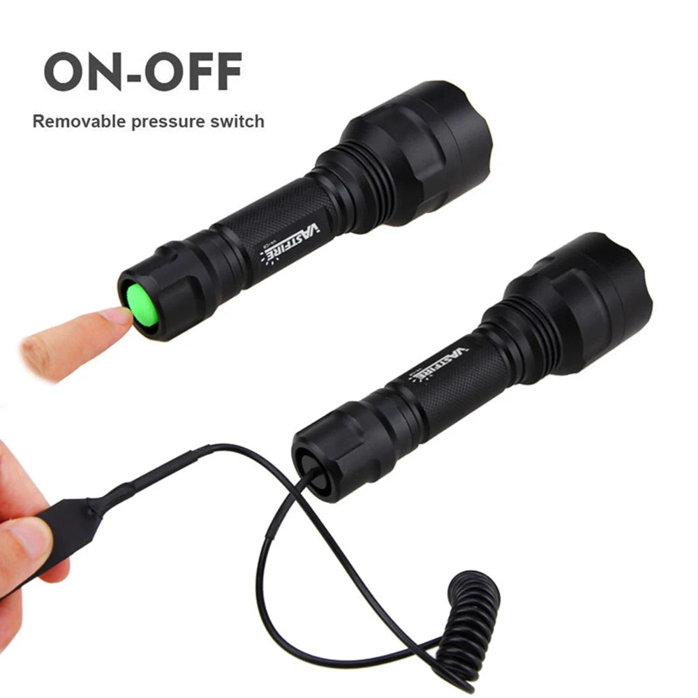 VASTFIRE C8 LED Hunting Flashlight - Multi-Color White/Green/Red Light with 18650 Battery for NZ Hunting