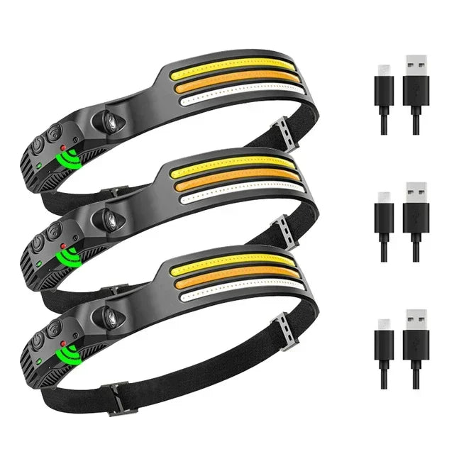 KDULIT 450LM Sensor LED Headlamp – USB Rechargeable Head Torch for Camping & Fishing
