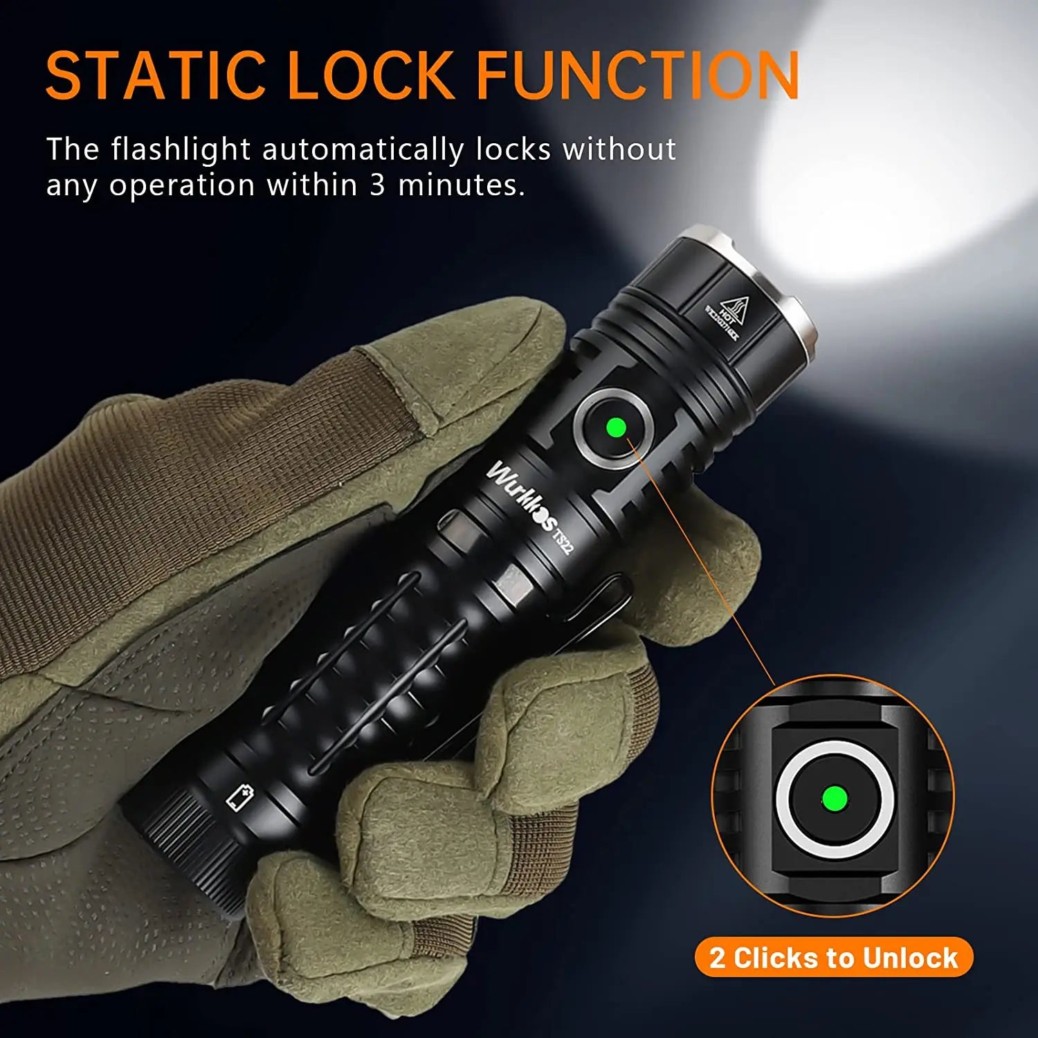 WURKKOS TS22 4500 Lumen USB-C Rechargeable EDC Flashlight with Magnetic Tail