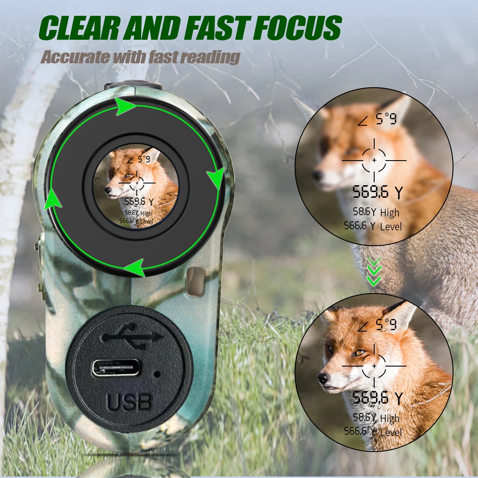 REVASRI 1000m Hunting Laser Rangefinder Rechargeable Monocular