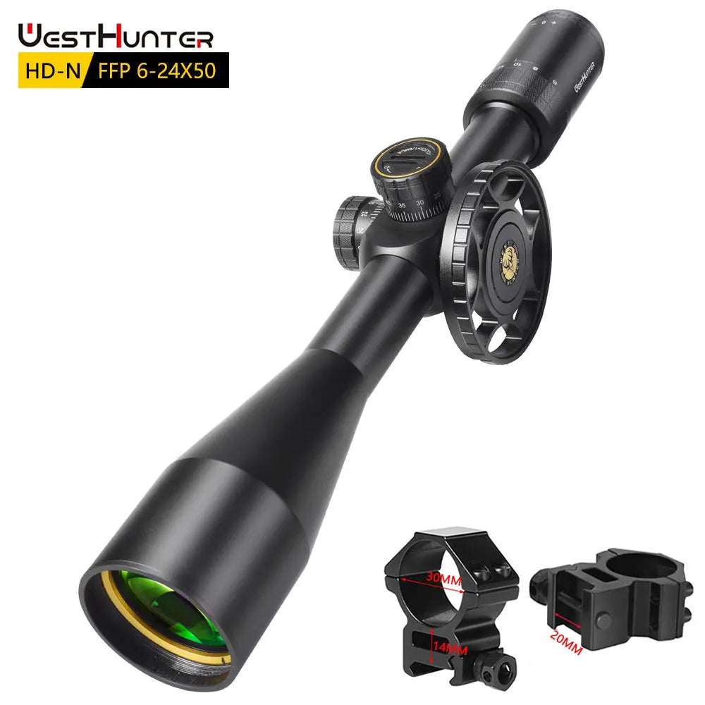 WESTHUNTER HD-N 6-24x50 FFP Riflescope – First Focal Plane Tactical Scope with Side Parallax