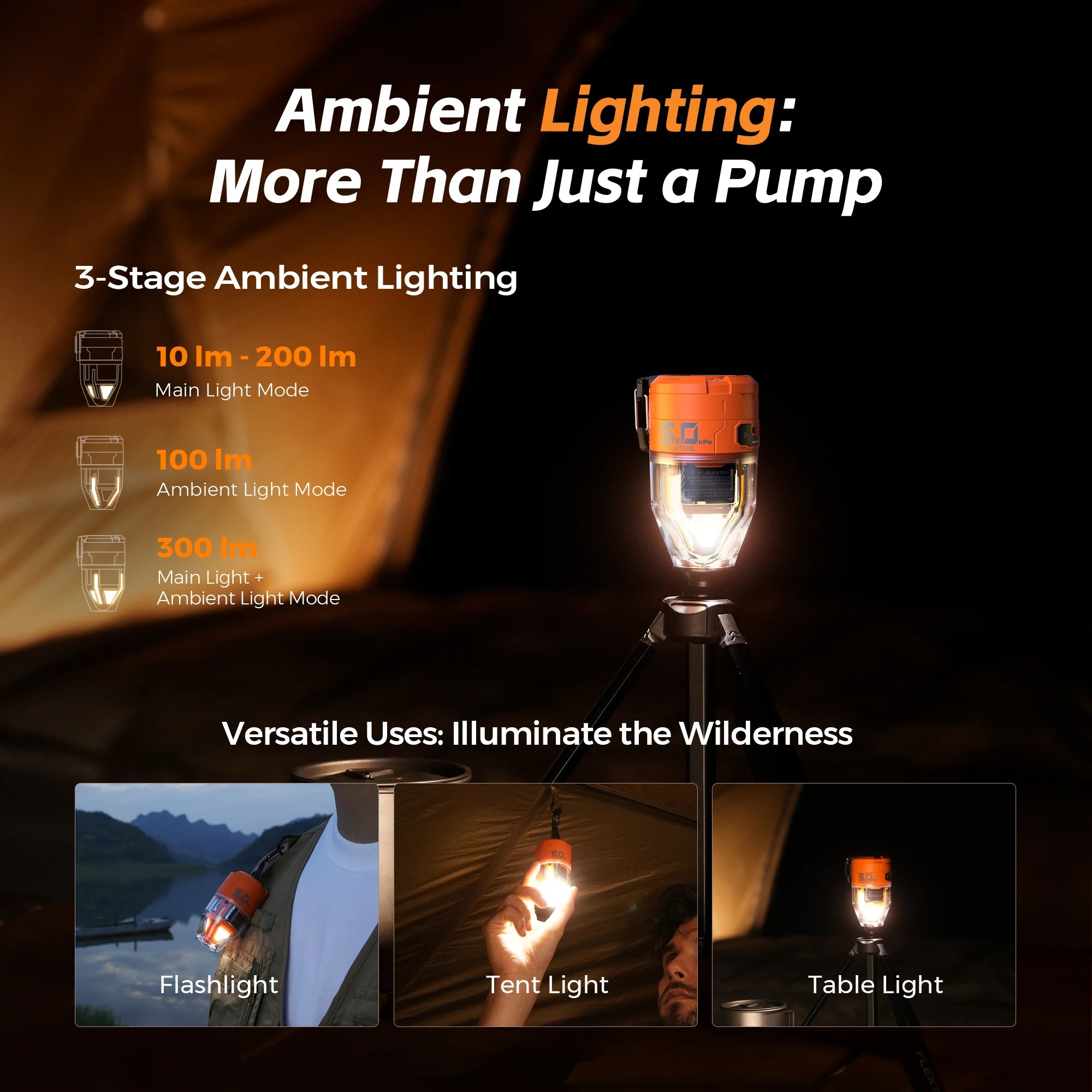 FLEXTAILGEAR MAX PUMP 3 Portable Electric Air Pump & Lantern
