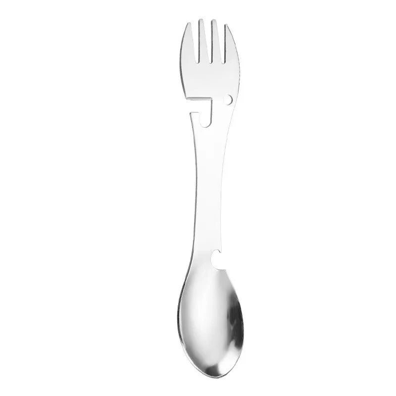 LISM 5-in-1 Camping Tableware Multi-Tool – Portable Stainless Steel Outdoor Eating Utensil