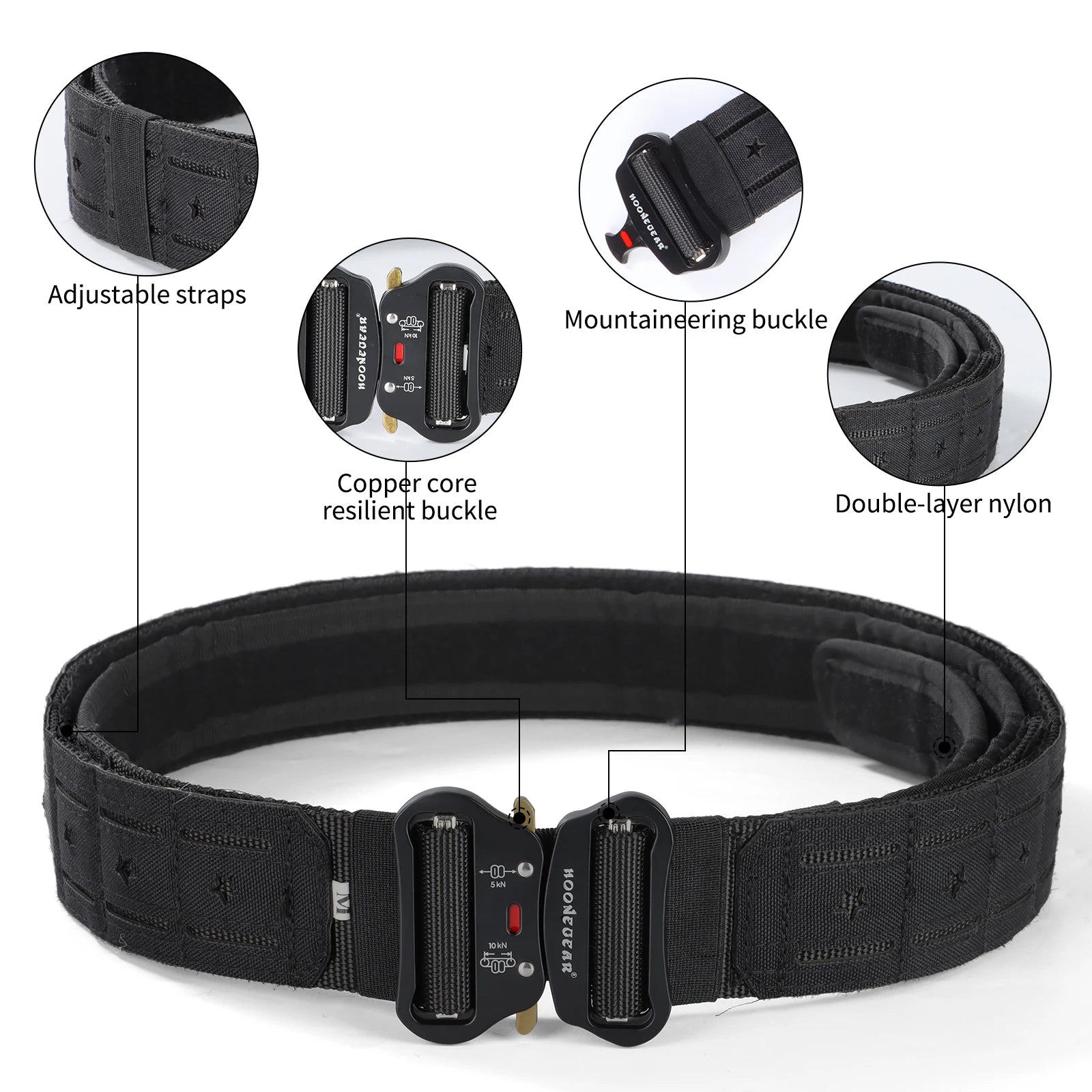 2 Inch Tactical Belt with Quick Release Metal Buckle and Molle System
