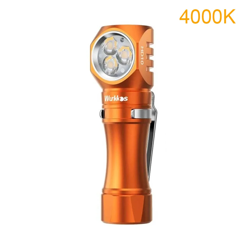 WURKKOS HD10 1200 Lumen USB-C Rechargeable Headlamp with RGB and Anduril 2.0
