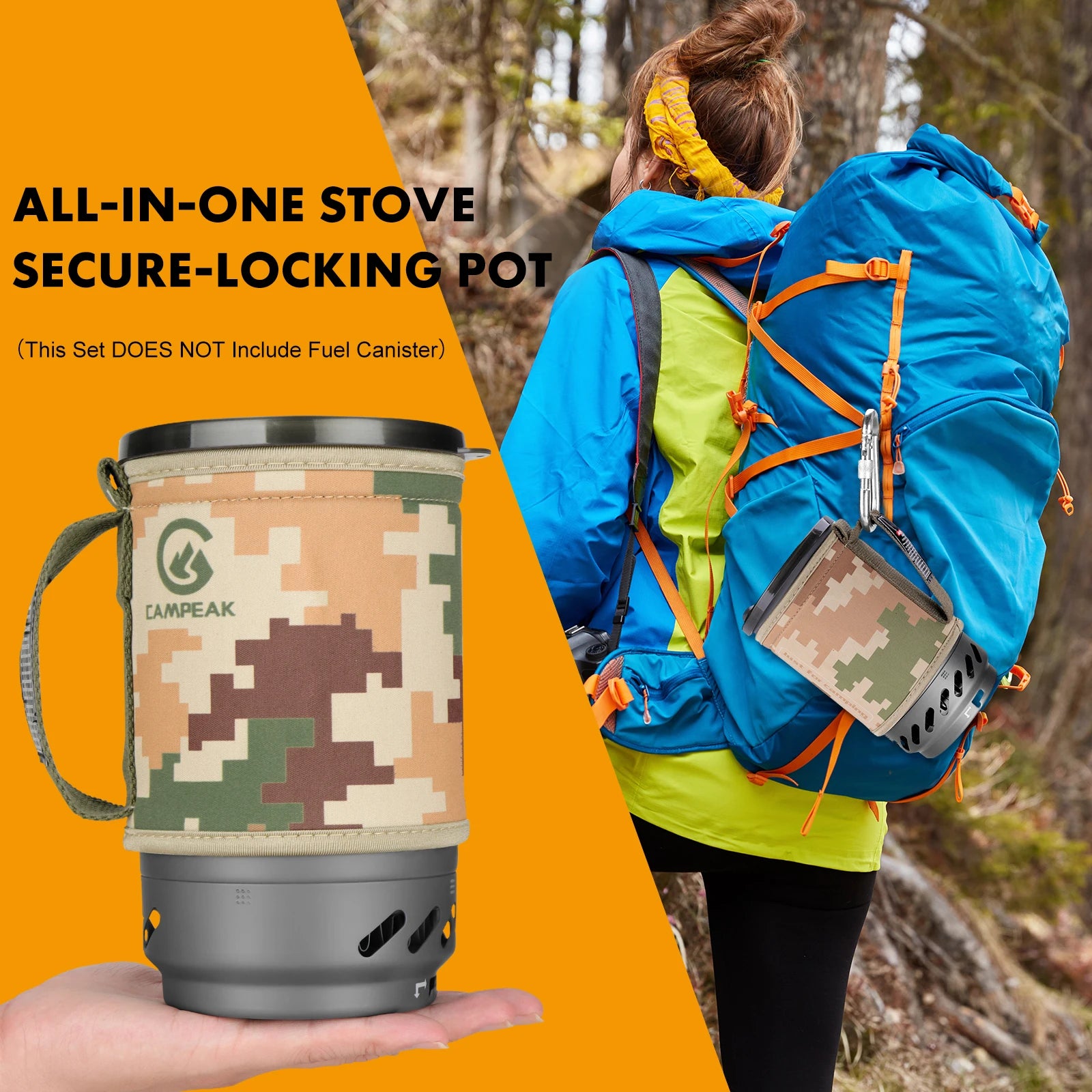 CAMPEAK 1.4L Backpacking Stove – Portable Propane Cooking System for Camping & Hiking