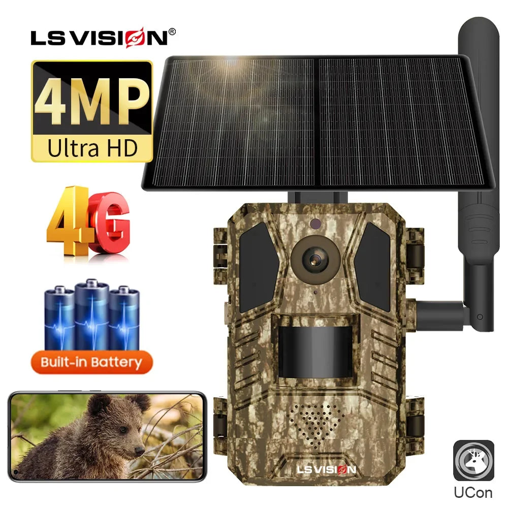 LS VISION 14MP 4G Solar Hunting Trail Camera – IP66 Waterproof with Night Vision and PIR Detection